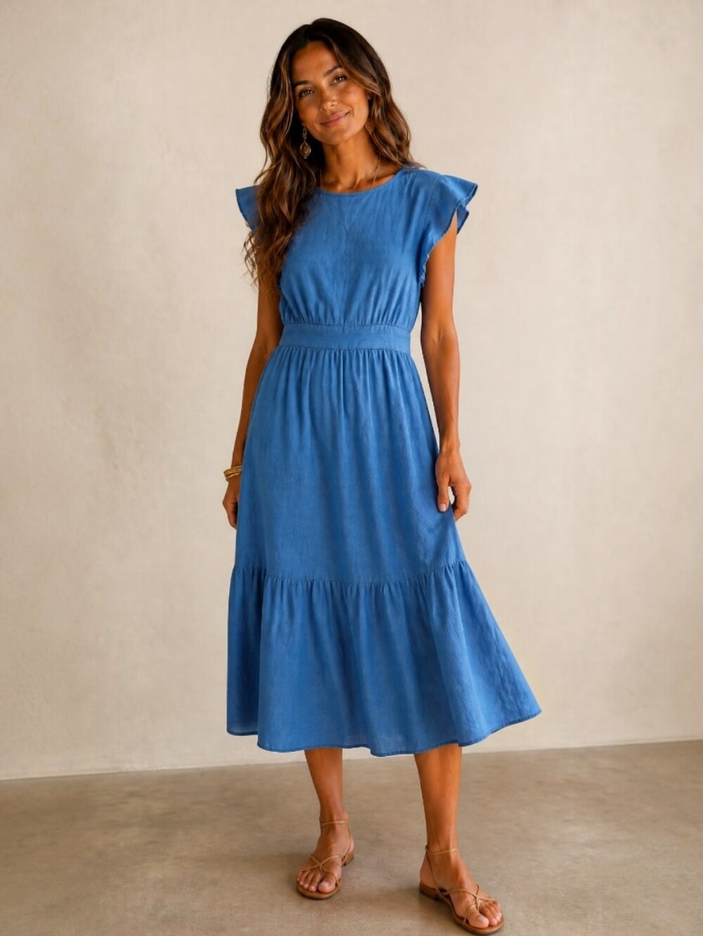Linen Blend FrenchChic Earthy Heavenly Maxi Dress Bohochic Coastal Feminine